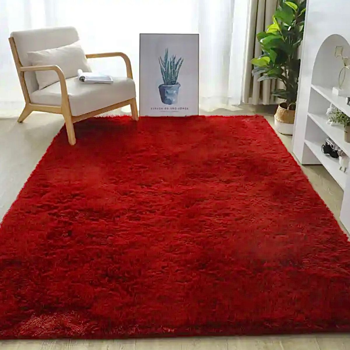 GENERICO - Alfombra Peludas Tipo Shaggy 240Cm X 200Cm Burdeo