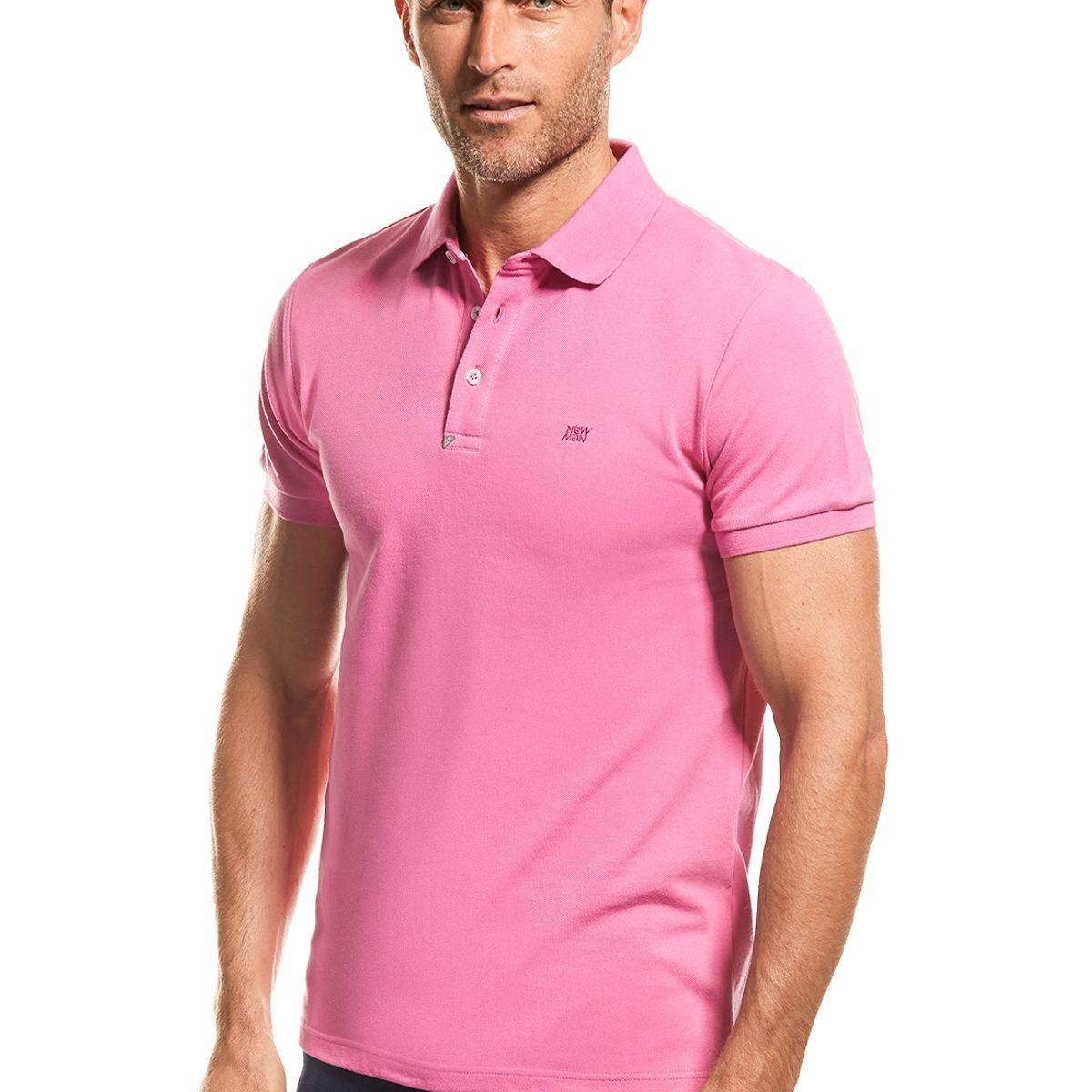 NEW MAN - Polera Polo Pique Rosado New Man