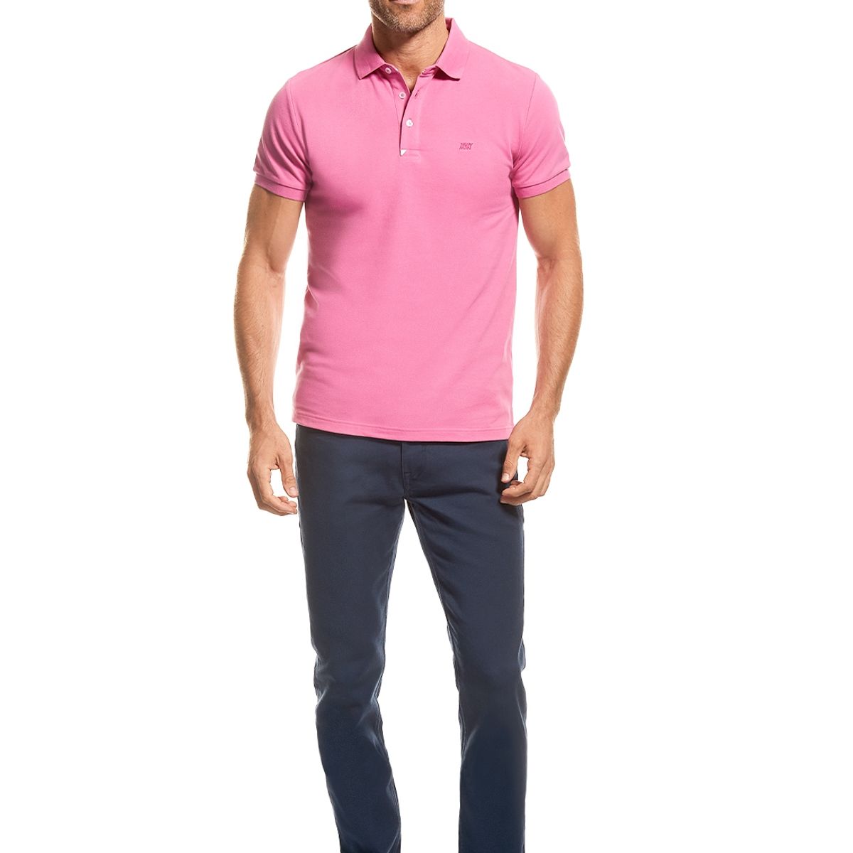 NEW MAN - Polera Polo Pique Rosado New Man