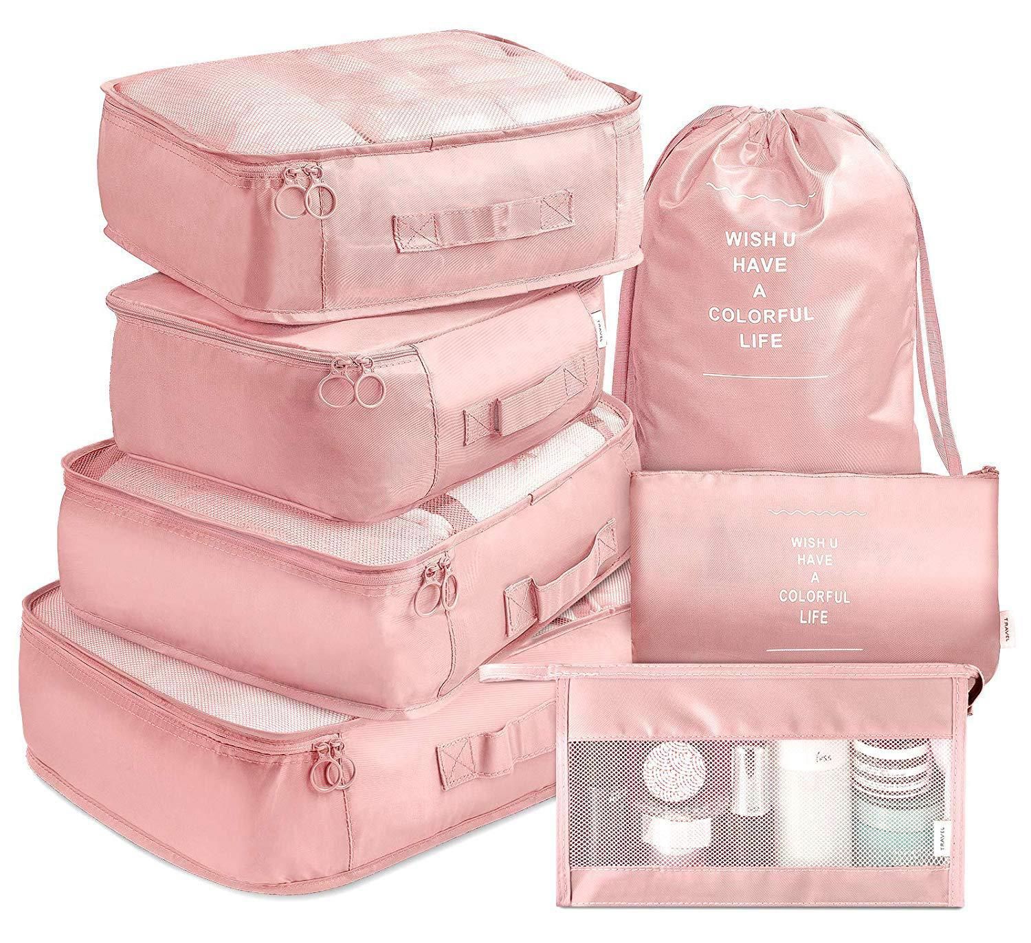 Set 7 Organizadores De Equipaje De Viaje Bolsa Ropa Interior-rosa - image 1