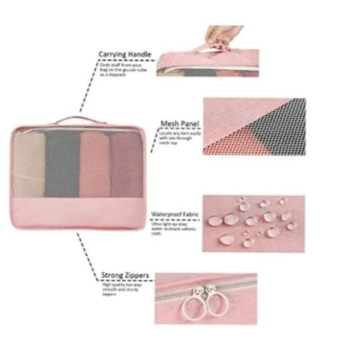 TNAKIEX - Set 7 Organizadores De Equipaje De Viaje Bolsa Ropa Interior-rosa