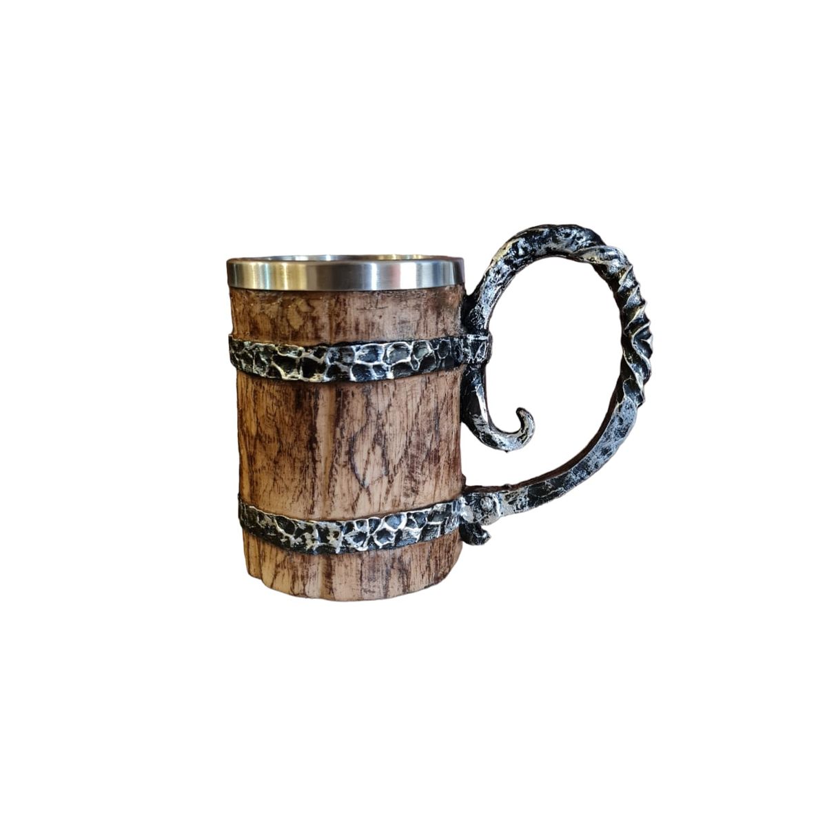 GENERICO - Tazón Mug Schopero Caballero Medieval Madera Aluminio 700cc