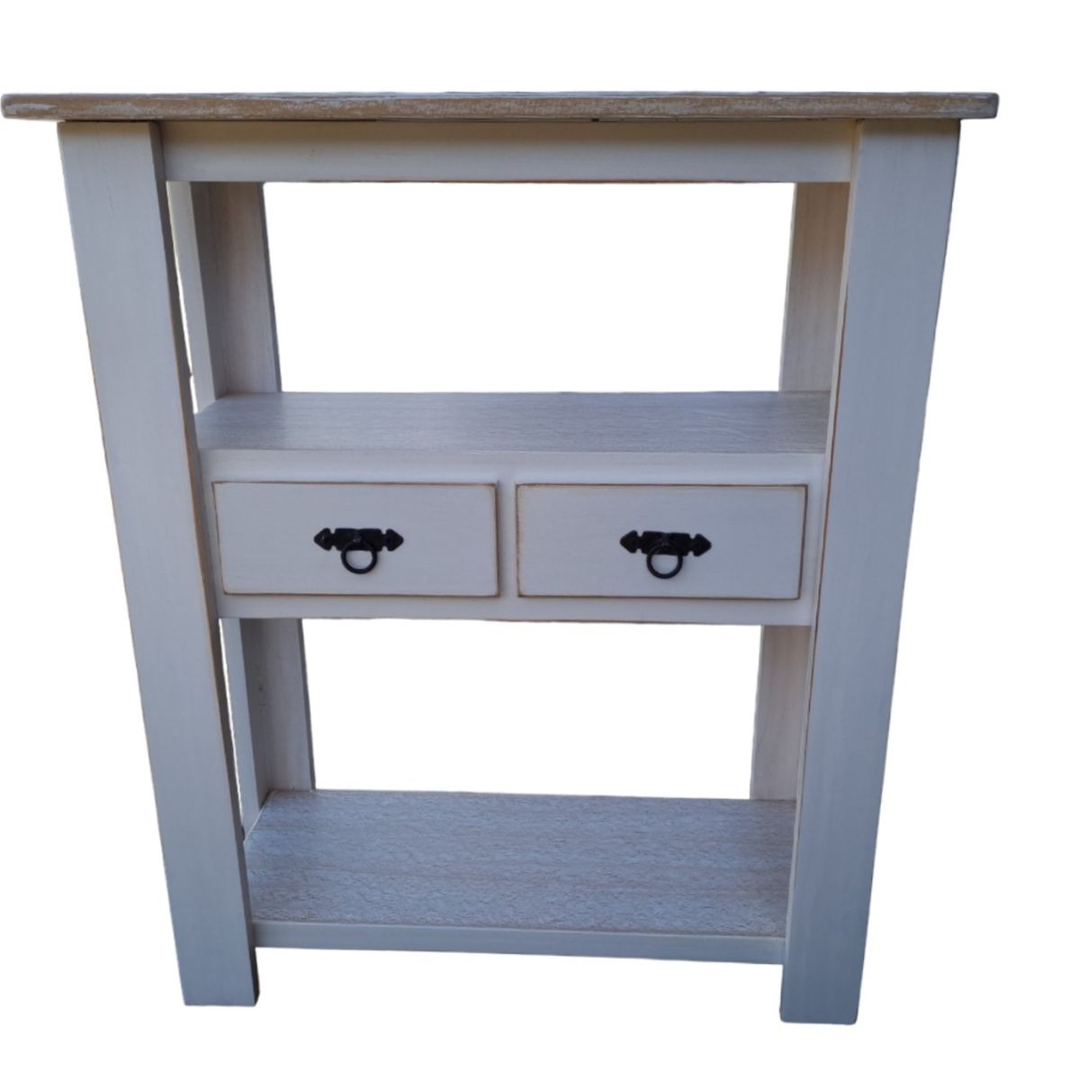 MARFELD MUEBLES - Mesa de arrimo blanco dos cajones