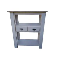 MARFELD MUEBLES - Mesa de arrimo blanco dos cajones