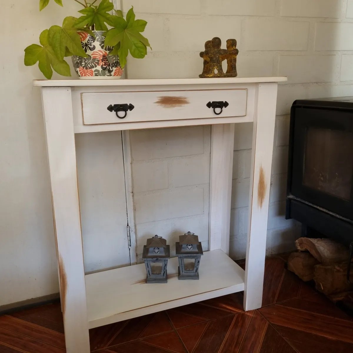 MARFELD MUEBLES - Mesa de arrimo blanco un cajon