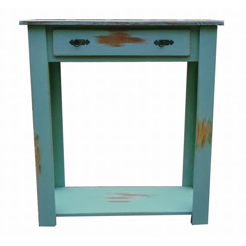 MARFELD MUEBLES - Mesa de arrimo turquesa un cajon