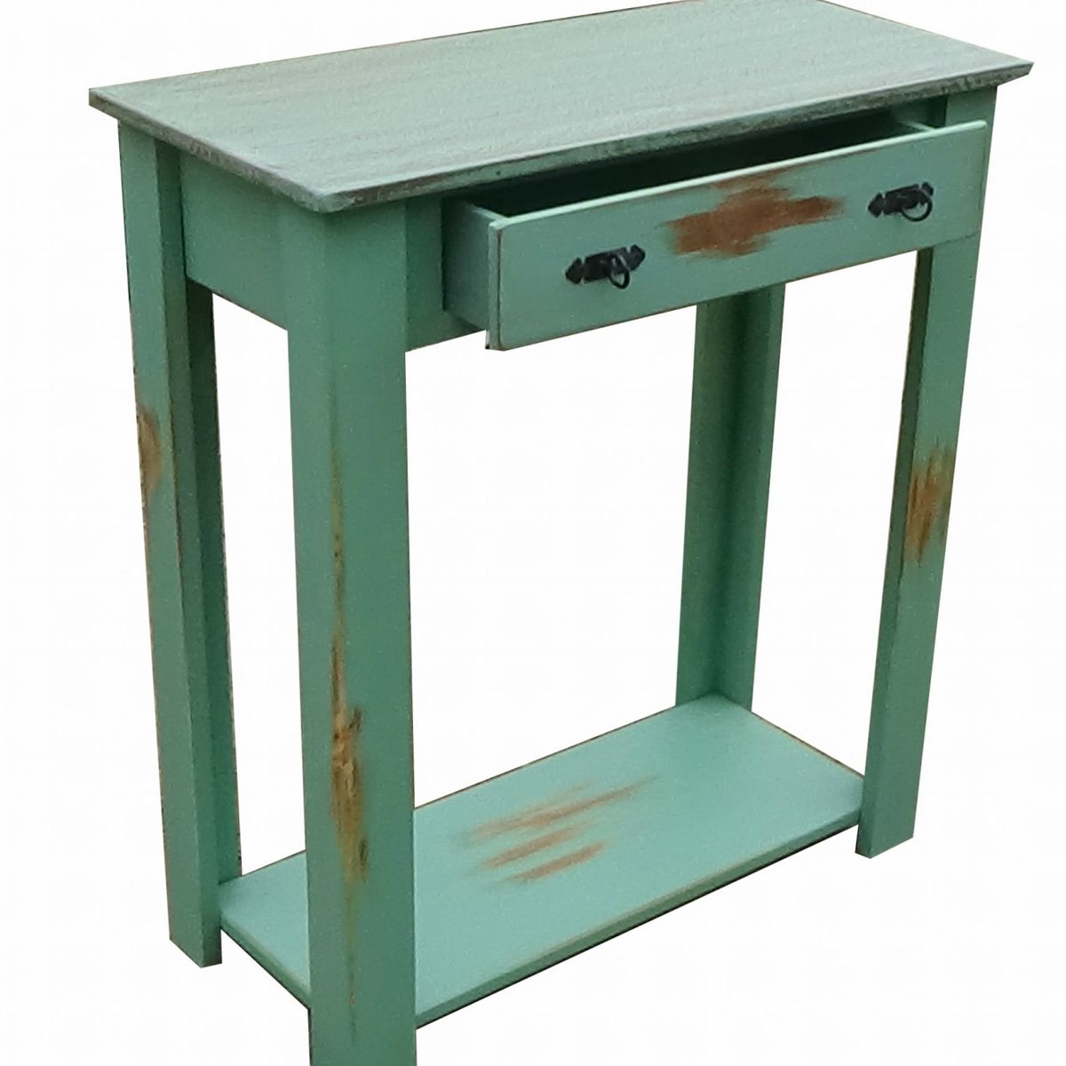 MARFELD MUEBLES - Mesa de arrimo turquesa un cajon