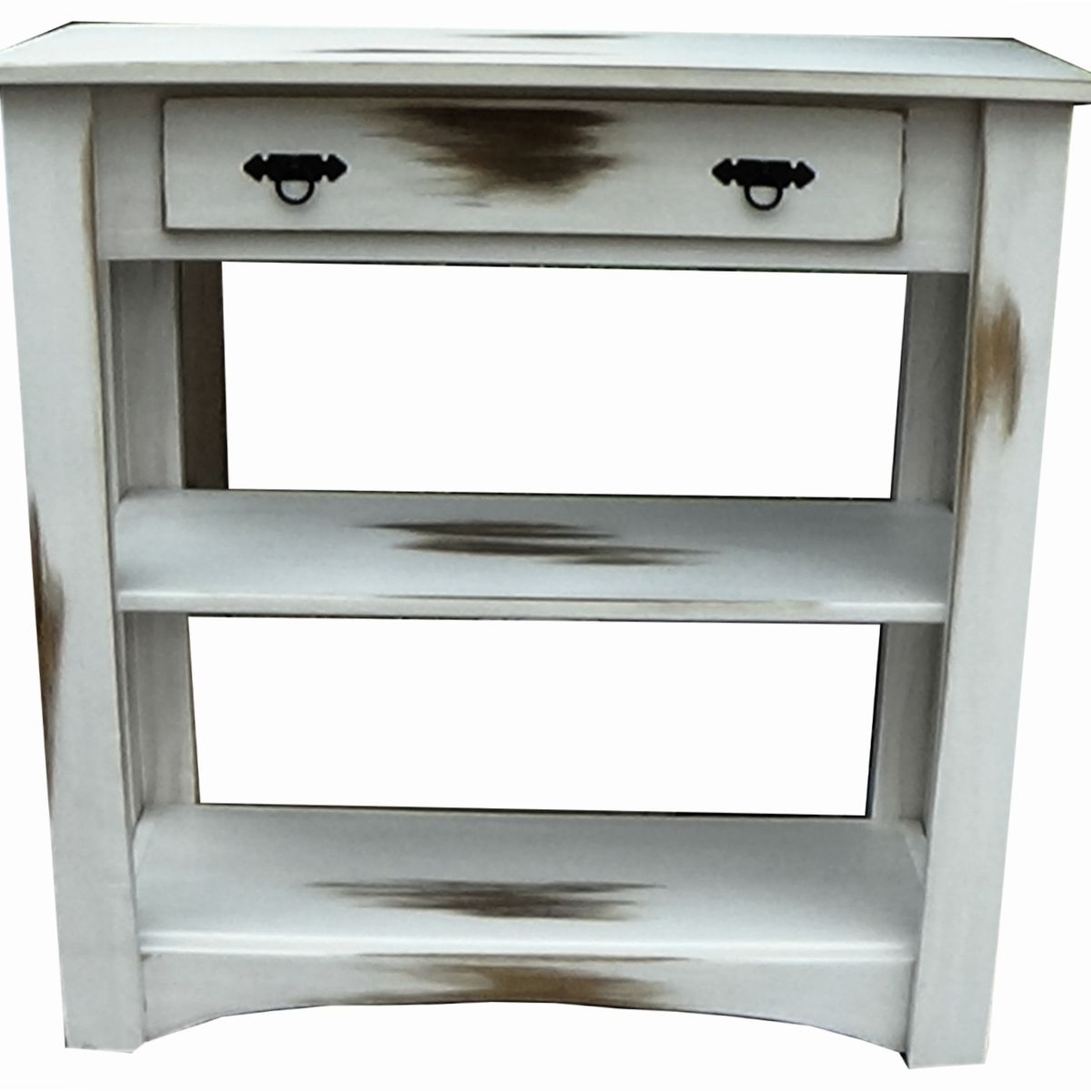 MARFELD MUEBLES - Mesa de arrimo blanco dos divisiones decapado