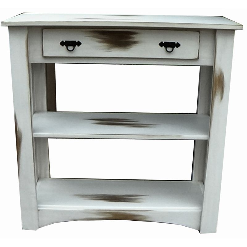 MARFELD MUEBLES - Mesa de arrimo blanco dos divisiones decapado