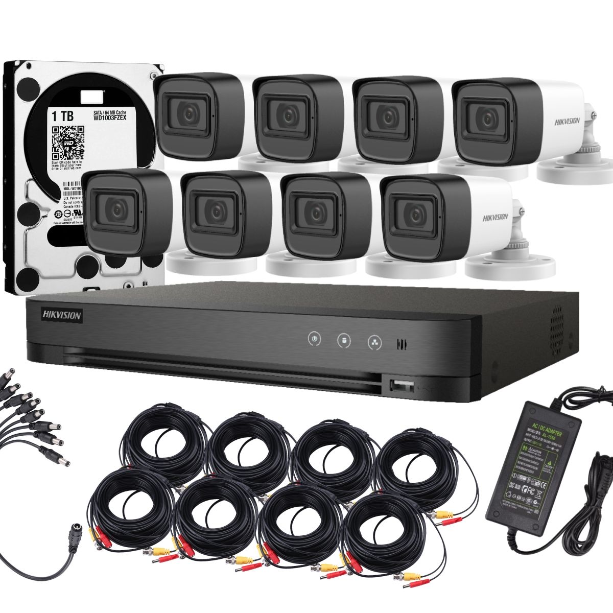 HIKVISION - Kit 8 Cámaras Hikvision 1080p Lite 8 Bala