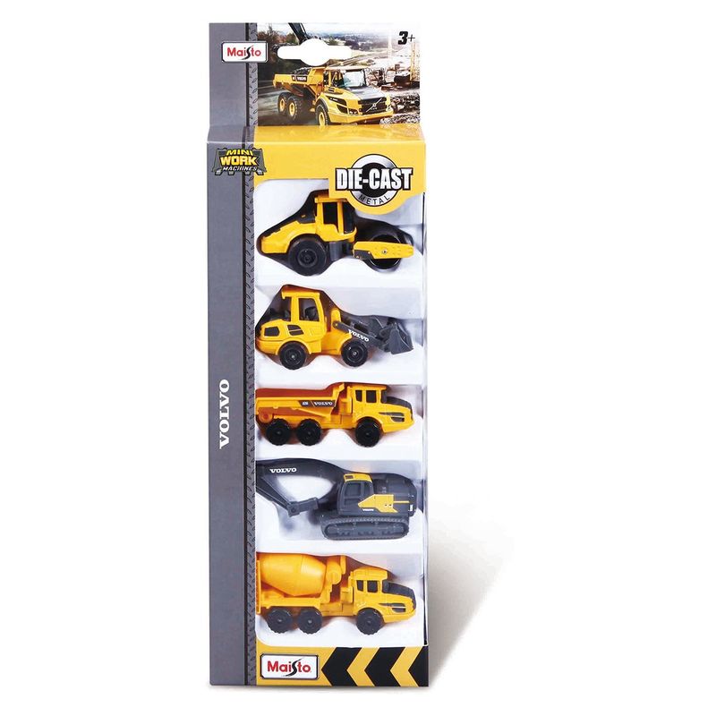 MAISTO - Pack 5 Maquinas De Juguete Volvo Mini Work Machines Maisto