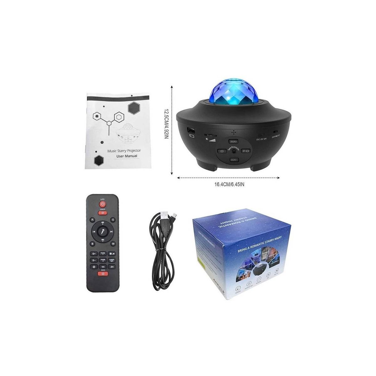 GENERICO - Pack de 2  Proyector De Galaxia Estrellas Led Y Sonido Bluetooth
