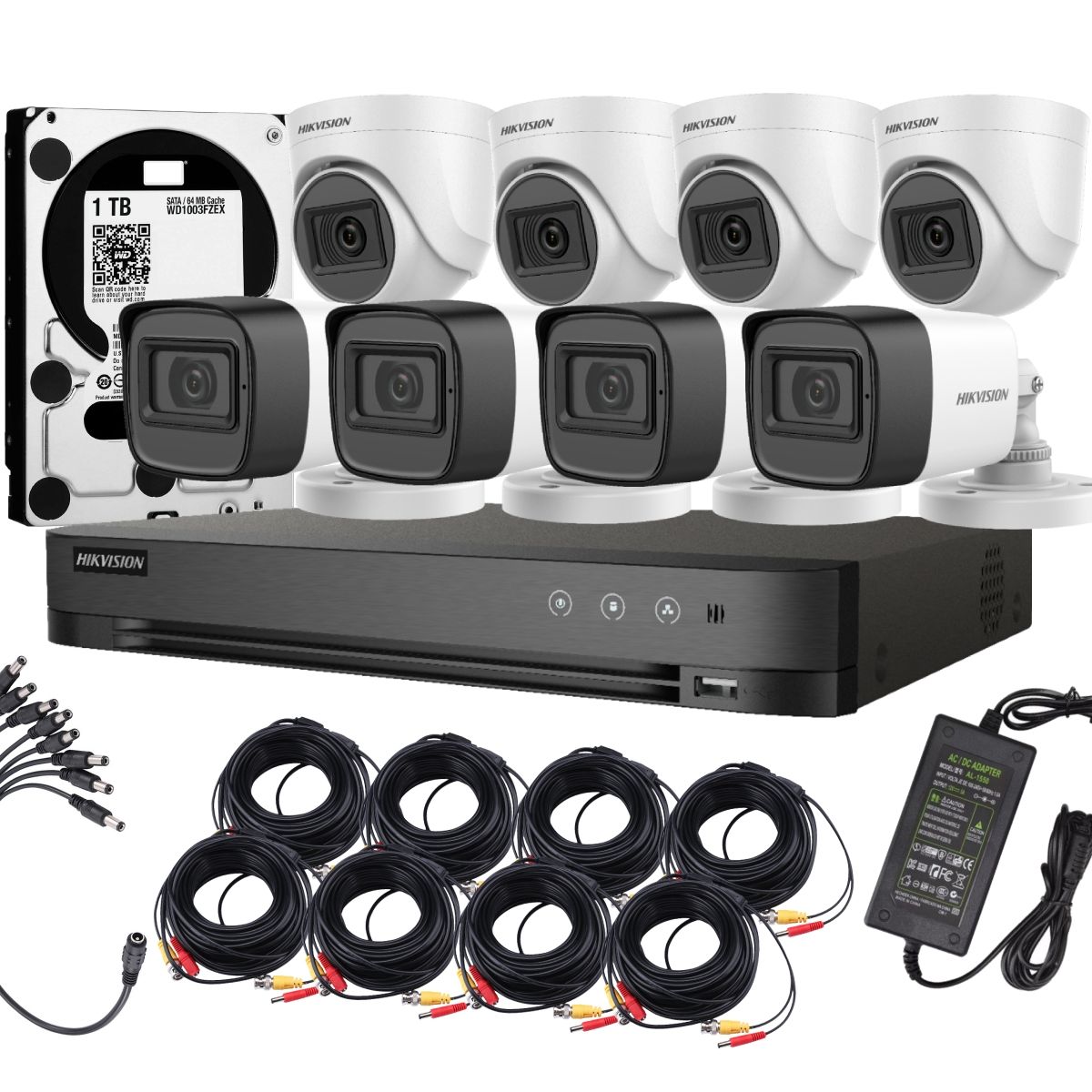 HIKVISION - Kit 8 Cámaras Hikvision 1080p Lite 4 Bala 4 Domo