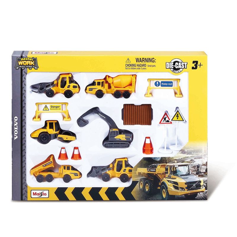 MAISTO - Pack 6 Maquinas De Juguete + Accesorios Volvo Maisto
