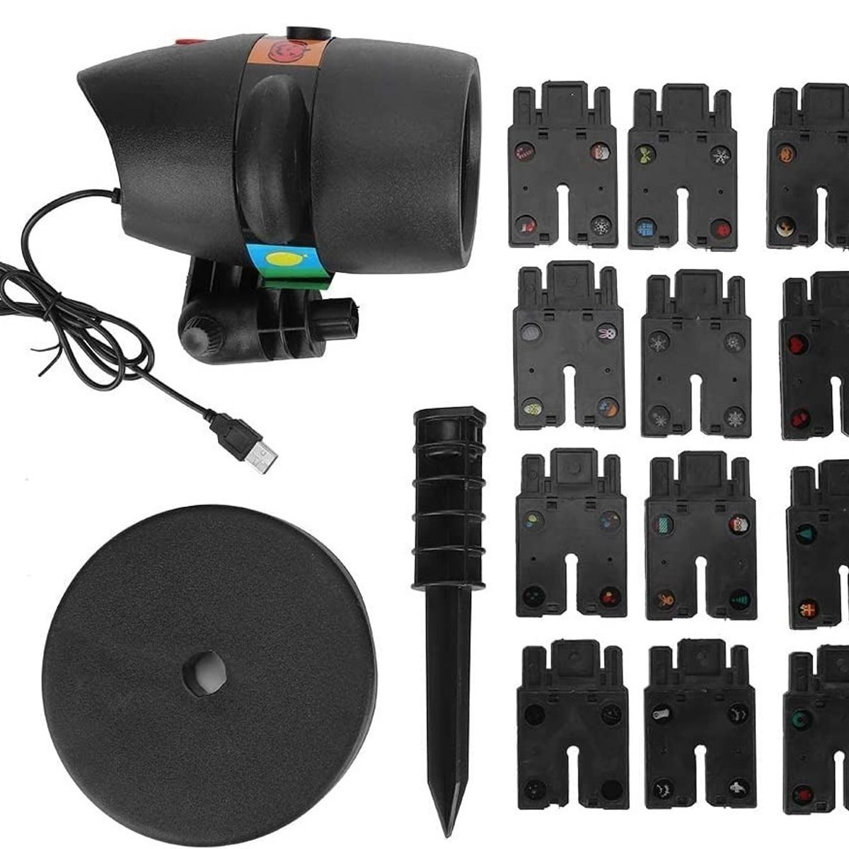 GENERICO - Proyector Navidad Haloween Fiesta 12 Tarjetas Movimientos