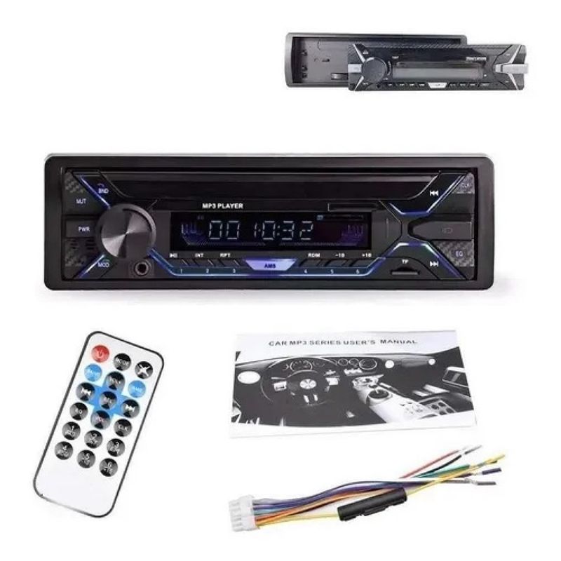 GENERICO - Radio Auto Panel Desmontable Bluetooth Mp3 Aux Usb / 213045