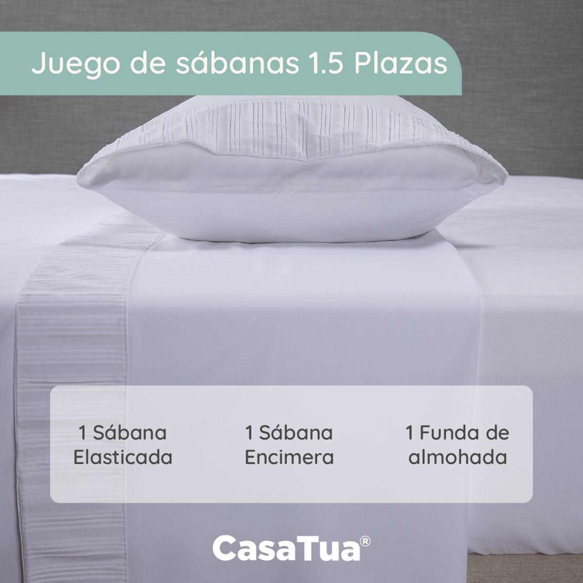 CASATUA - Sabanas Hotel Casatua Ultra Suave - Blanco - 1,5 plazas