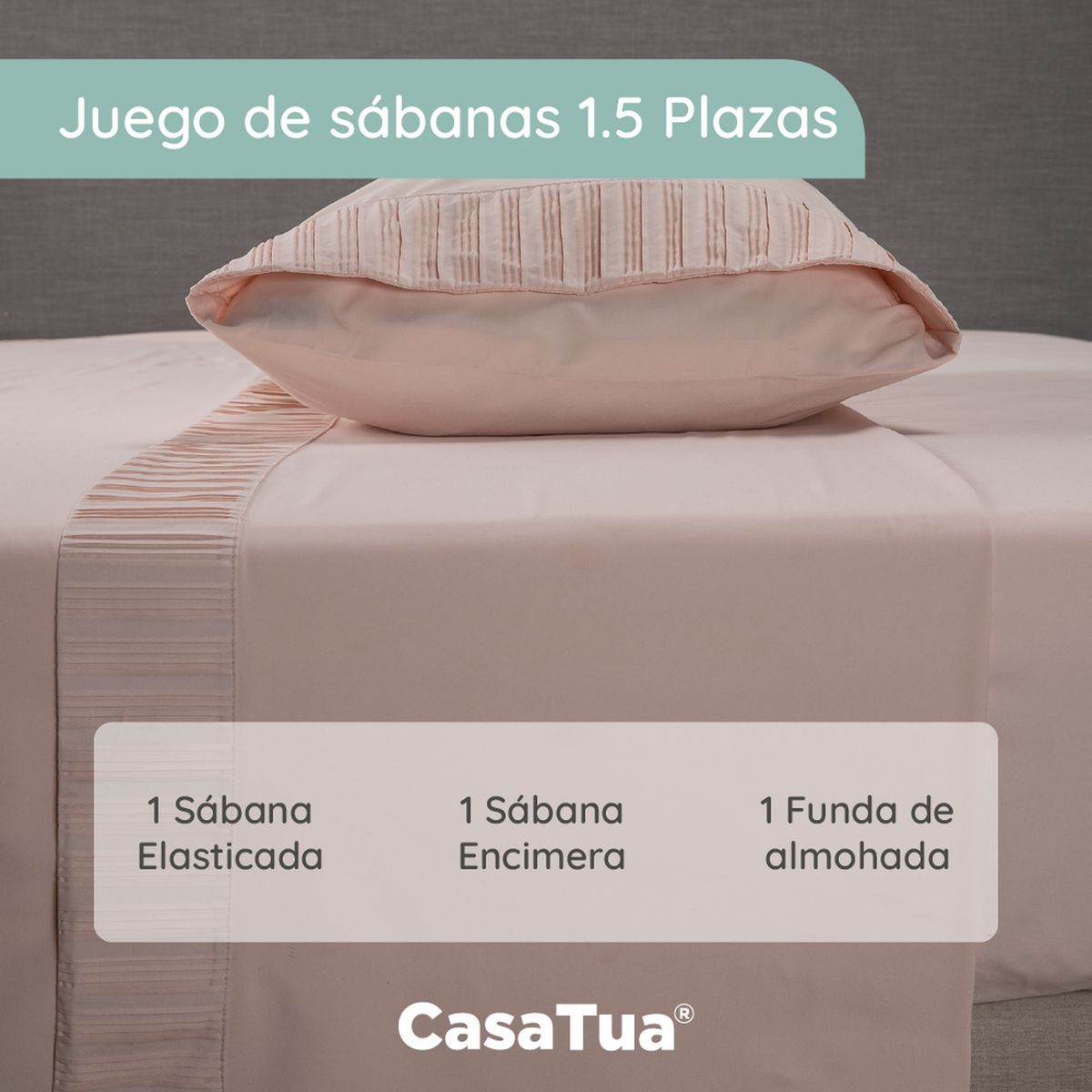 CASATUA - Sabanas Hotel Casatua Ultra Suave - Rosa - 1,5 plazas