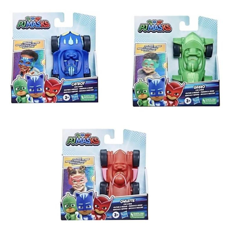 HASBRO - Pack 3 Vehiculos + Mascaras Pj Masks - Catboy Gekko