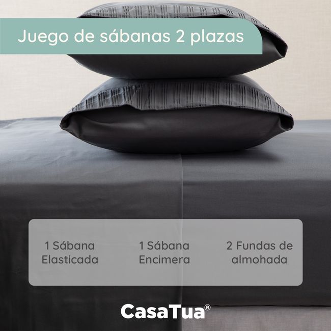 CASATUA - Sabanas Hotel Casatua Ultra Suave - Gris oscuro - 2 plazas