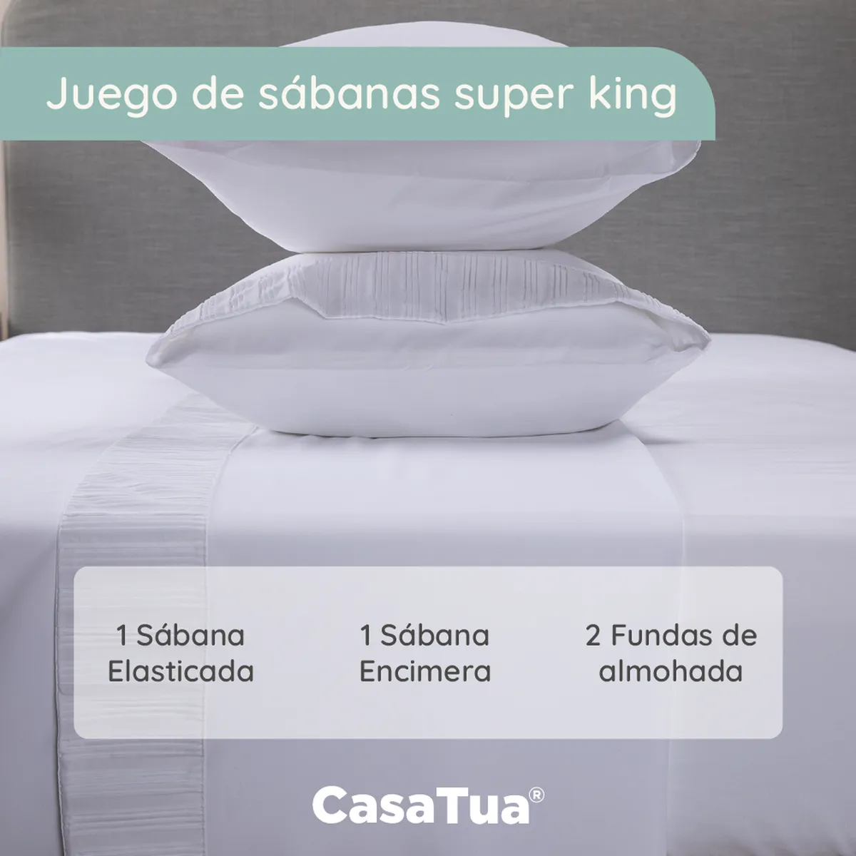 CASATUA - Sabanas Hotel Casatua Ultra Suave - Blanco - super king