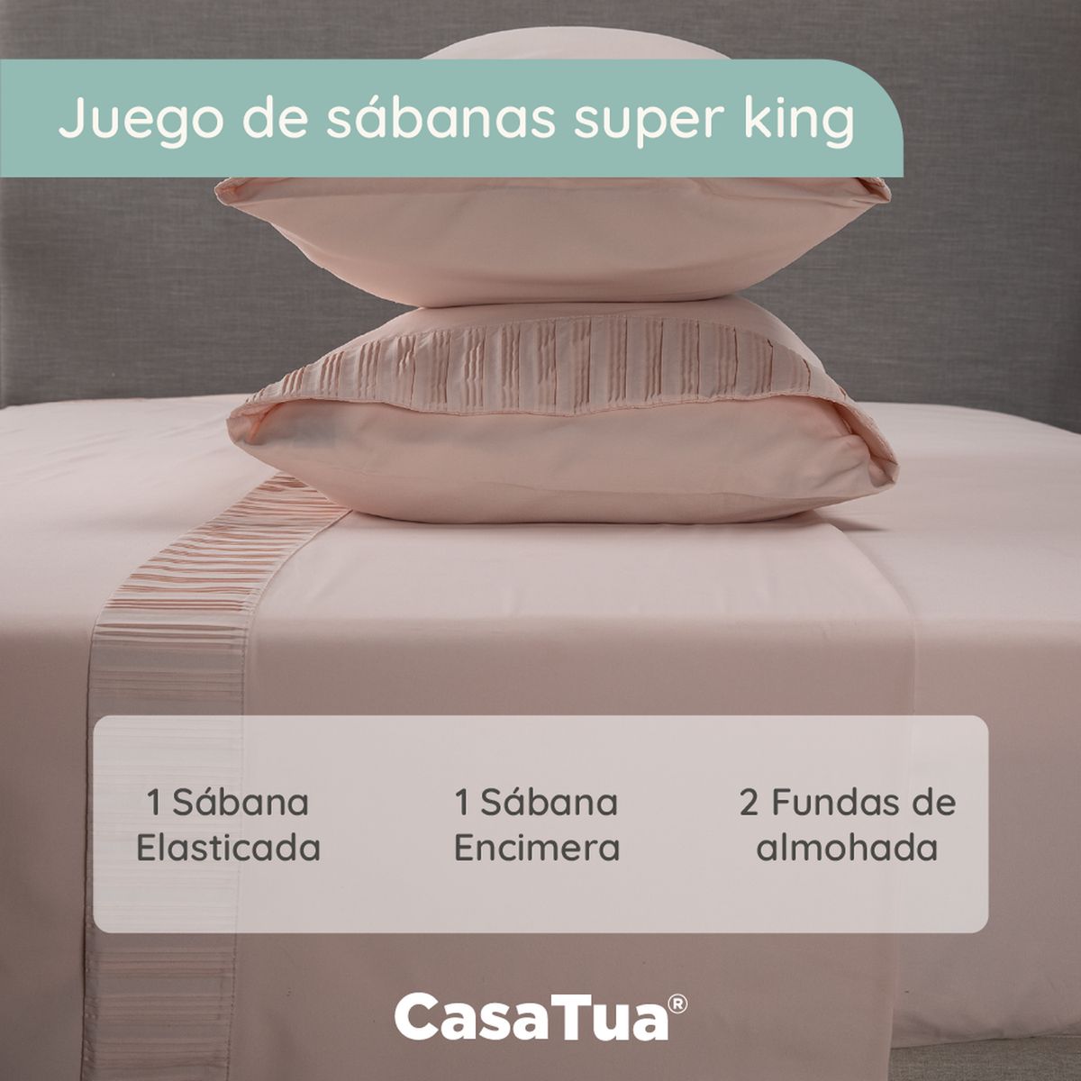 CASATUA - Sabanas Hotel Casatua Ultra Suave - Rosa - super king