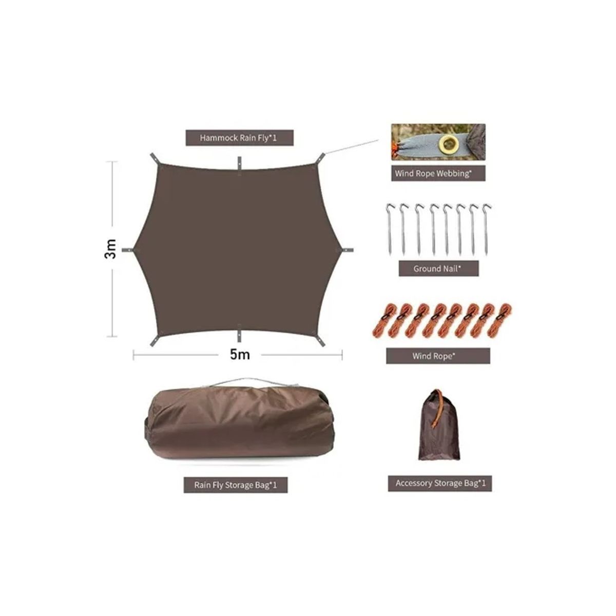 GENERICO - Toldo Carpa 3x5m Estaca Parasol Portátil Refugio Proteccion