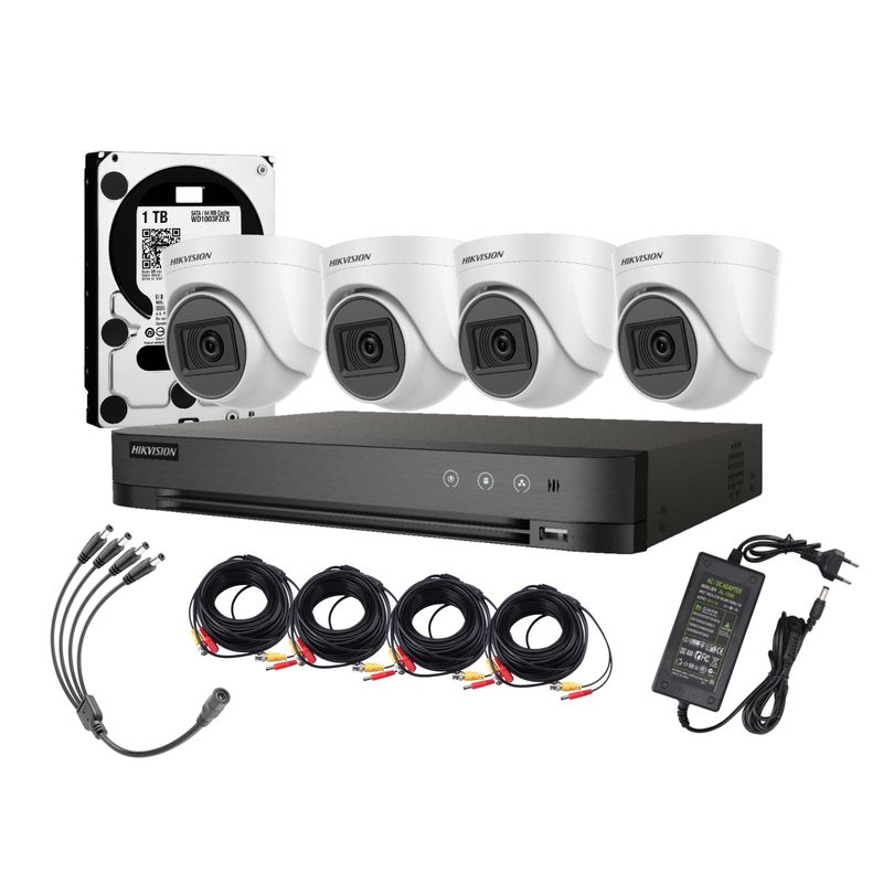 HIKVISION - Kit 4 Cámaras Hikvision 1080p 4 Domo