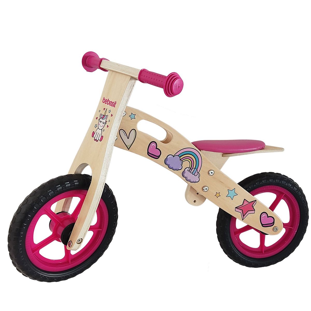 BEBESIT - Bicicleta De Equilibrio Aprendizaje Madera Rosado