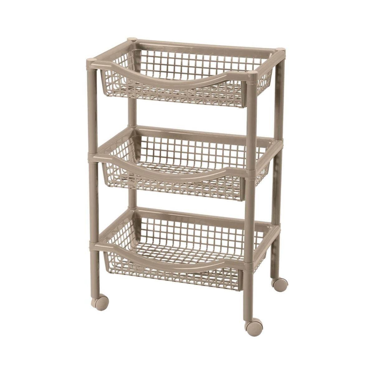 RIMAX - Carro verdulero plastico Taupe 3 canastos 45x31x72 cm Rimax