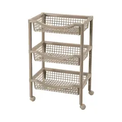 RIMAX - Carro verdulero plastico Taupe 3 canastos 45x31x72 cm