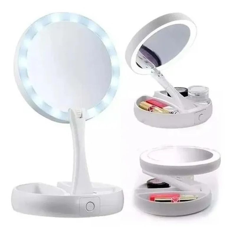 GENERICO - Espejo Con Luz Led Para Maquillaje Plegable  Aumento X10 262016/228048