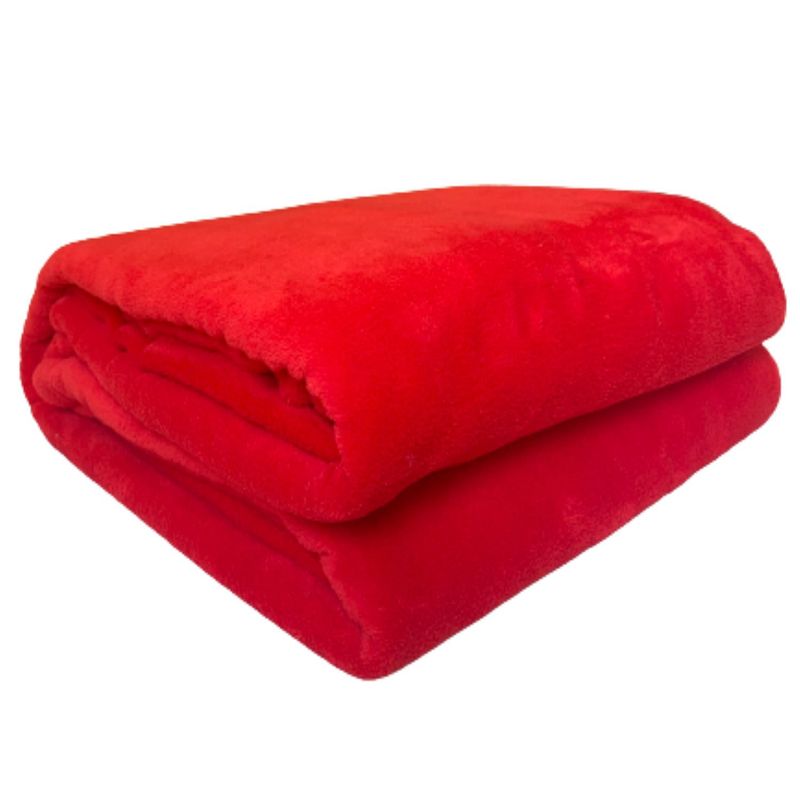 GENERICO - FRAZADA FLANNEL MANTA SUAVE 1,5 PLAZA ROJO
