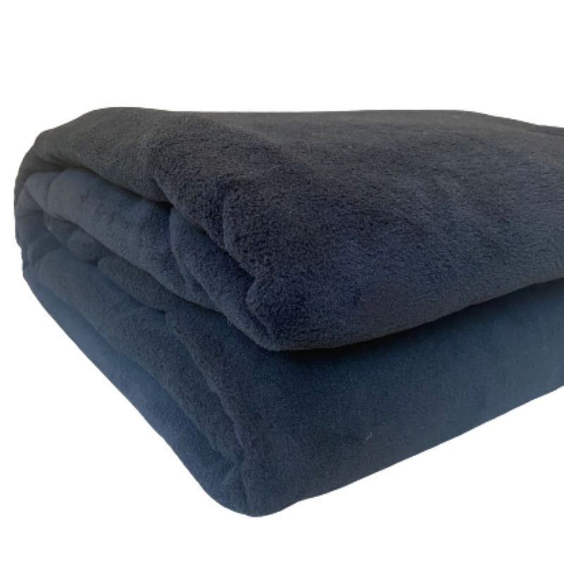 GENERICO - FRAZADA FLANNEL MANTA SUAVE 2 PLAZAS NEGRO