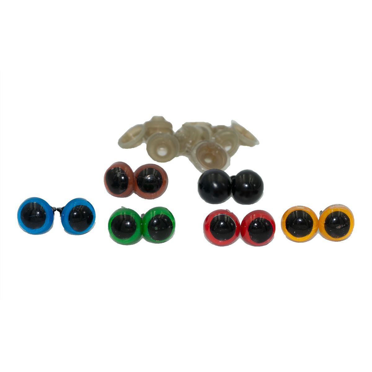 GENERICO - 12 ojos de seguridad 8mm 6 colores amigurumis (6 pares)