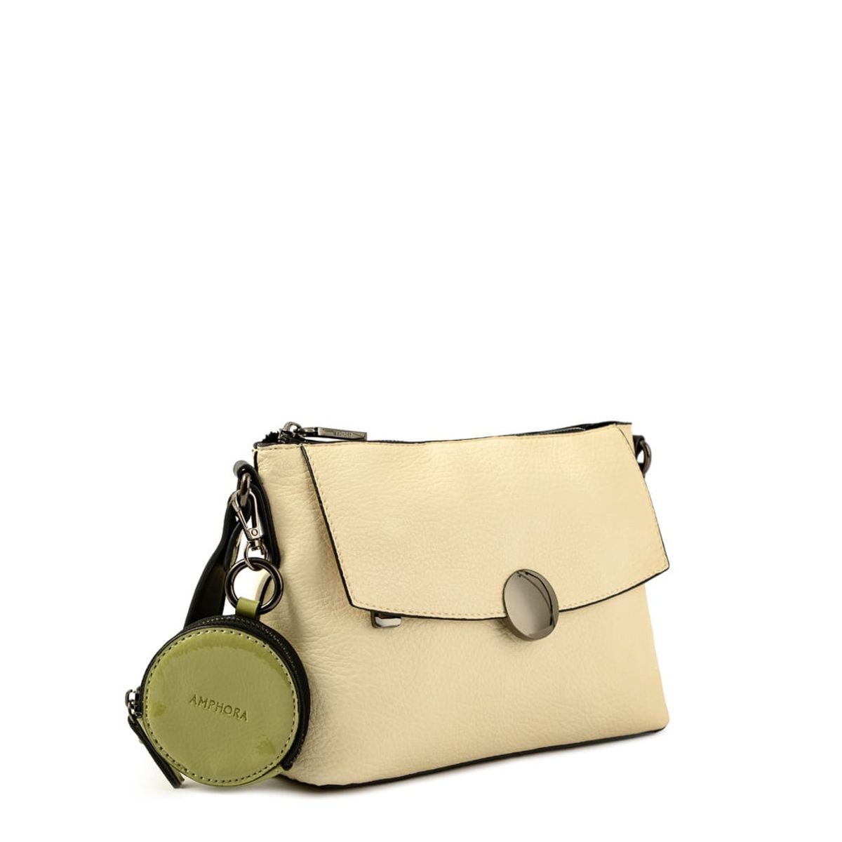 AMPHORA - Cartera Bandolera Mediana Bremen Blanco Crudo