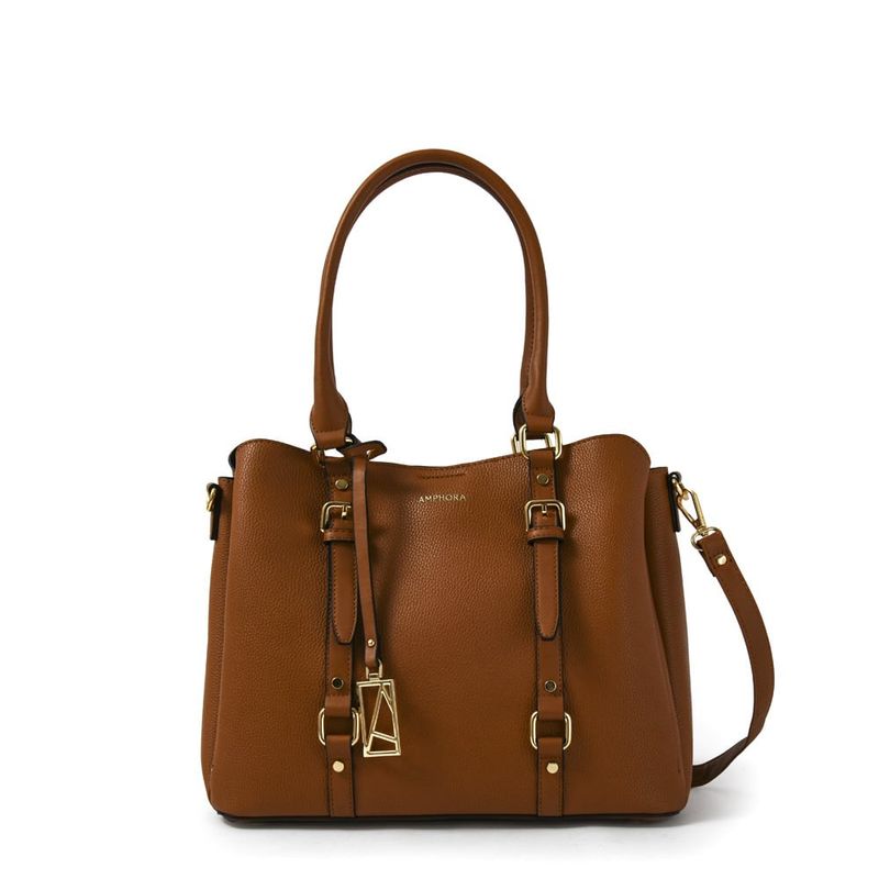AMPHORA - Cartera Dos Asas Tres divisiones mediana allis café
