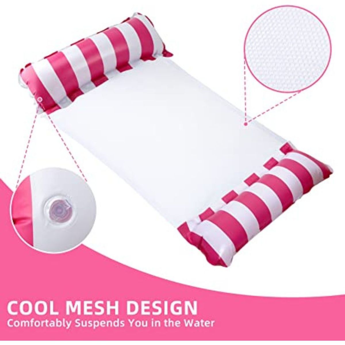 GENERICO - Flotador Inflable de Cama Hamaca 115 x 66 cm Piscina Rosado