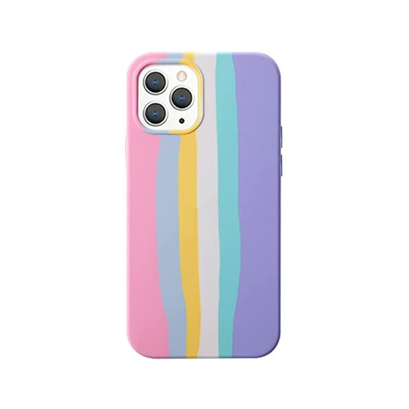 GENERICO - Carcasa Silicona iPhone 14 Pro Max Arcoiris Pastel