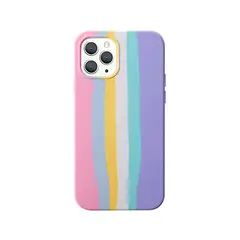 GENERICO - Carcasa Silicona iPhone 14 Pro Max Arcoiris Pastel