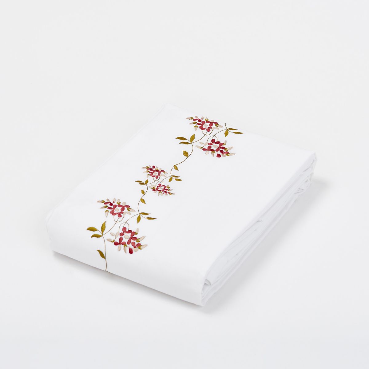 NINA HERRERA - Cubreplumón Bordado Enredadera Rojo 220 Hilos 2 Plazas