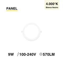 DEMASLED - Foco LED redondo blanco Embutido de 145cm 9W Blanco Neutro