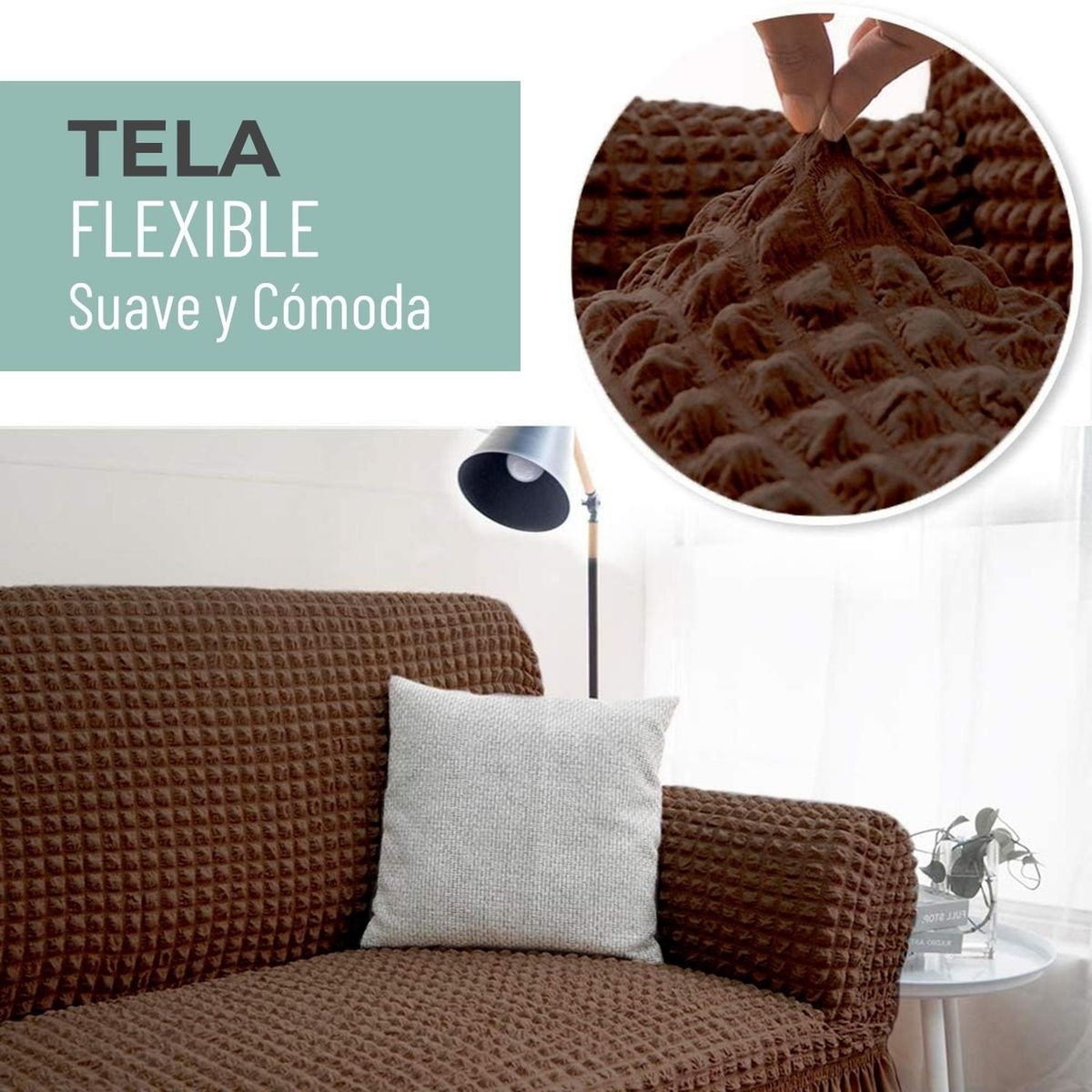 CASATUA - Funda Sofa Elastica Protector Cubre Sillon Turco 3 Cuerpos - Chocolate