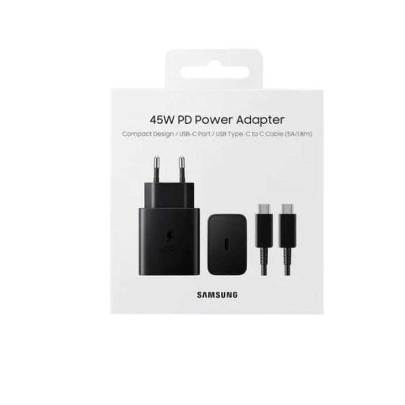SAMSUNG - Cargador Samsung Tipo C 45W con cable Negro