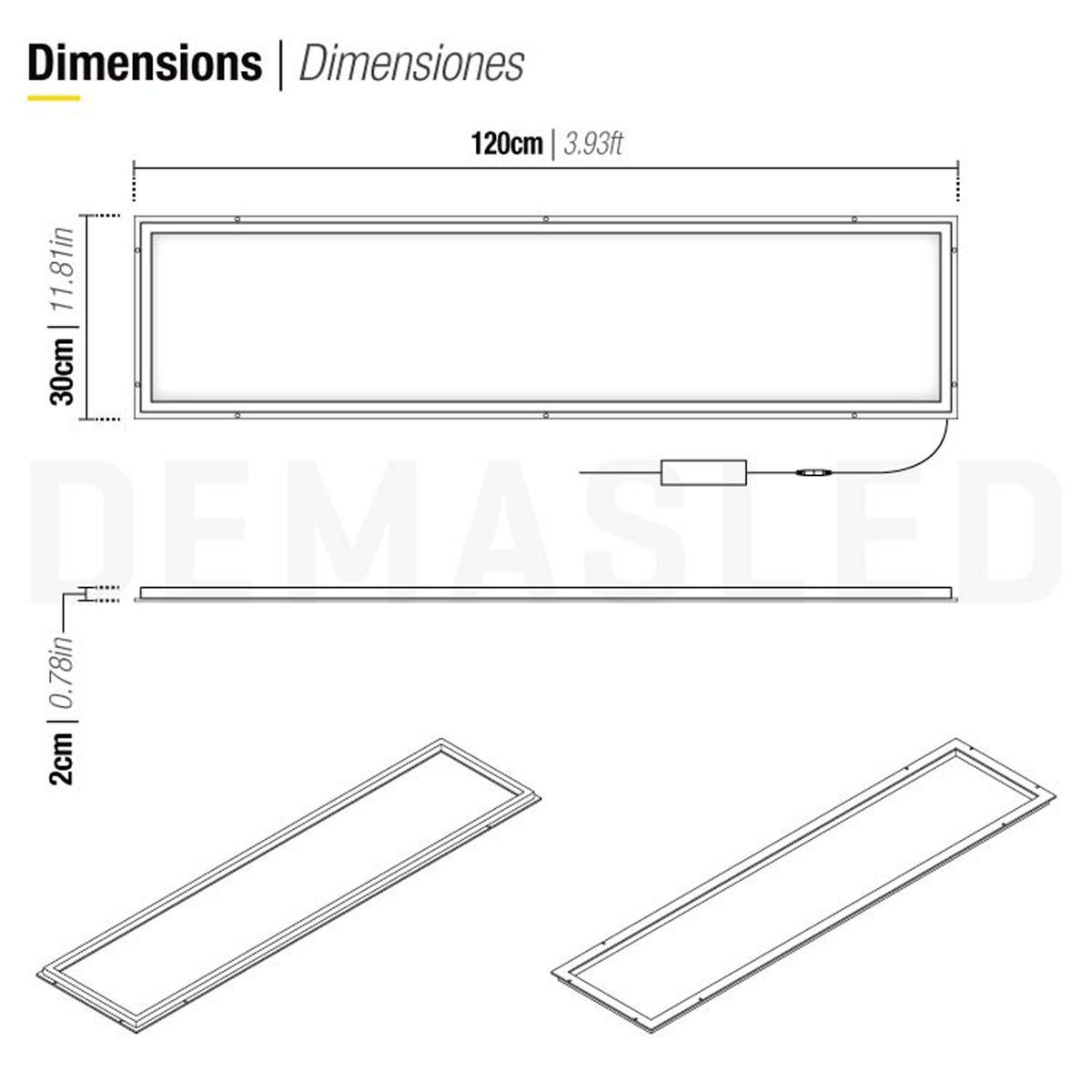 DEMASLED - Marco Luminoso Led  1203X303Mm 48W Blanco Frío
