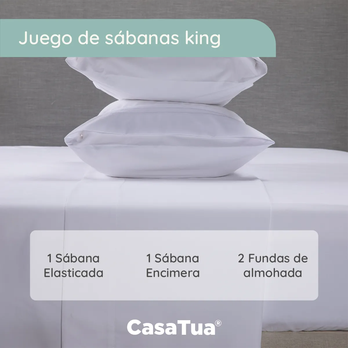 CASATUA - Sabana 1800 Hotel Ultra Suave Funda Bordada - Blanco - king