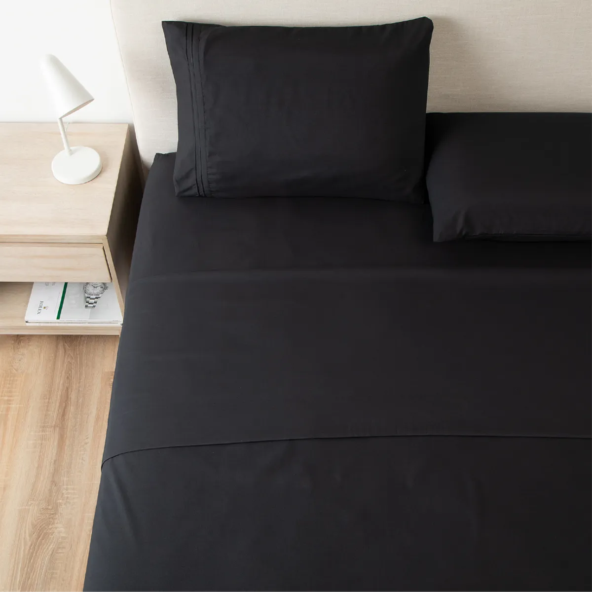 CASATUA - Sabana 1800 Hotel Ultra Suave Funda Bordada - Negro - king