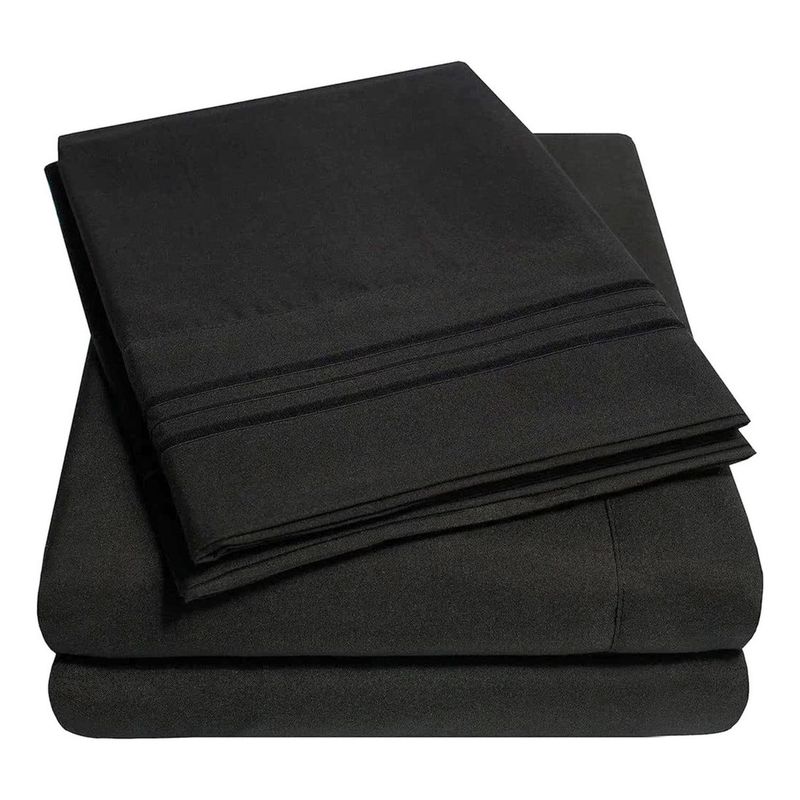 CASATUA - Sabana 1800 Hotel Ultra Suave Funda Bordada - Negro - king