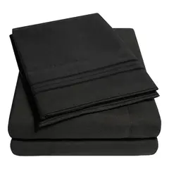 CASATUA - Sabana 1800 Hotel Ultra Suave Funda Bordada - Negro - king