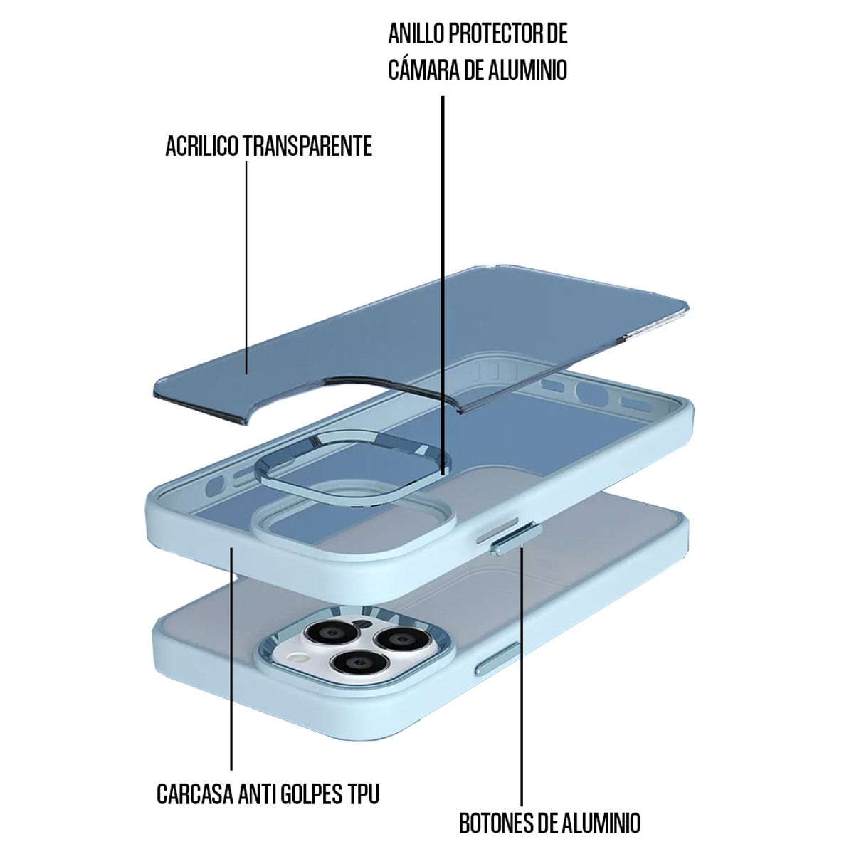 GENERICO - Carcasa Metálica Para iPhone 13 / 14 Premium Tpu Rosado
